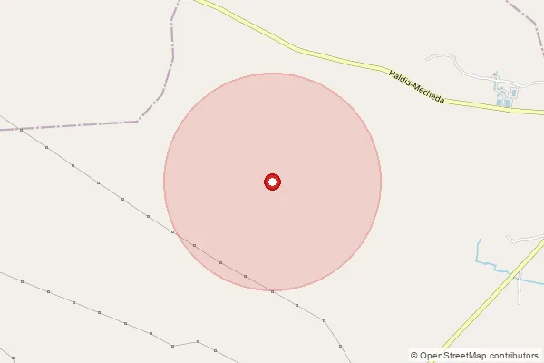 Map showing approximate area covered by Pincode 721654 — Kumarpur Bo, Medinipur East