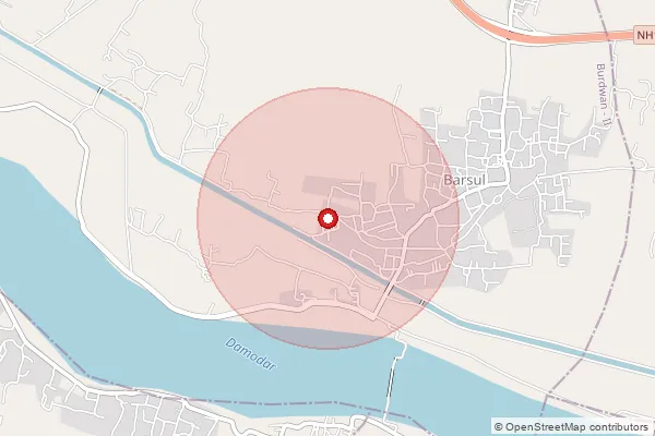 Map showing approximate area covered by Pincode 721656 — Amratala Bo, Medinipur East