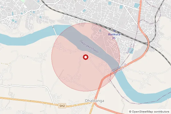 Map showing approximate area covered by Pincode 722101 — Bankura Ho, Bankura