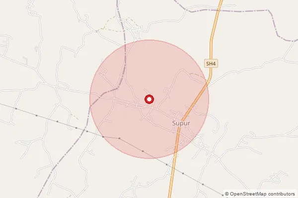 Map showing approximate area covered by Pincode 722121 — Bankata Bo, Bankura