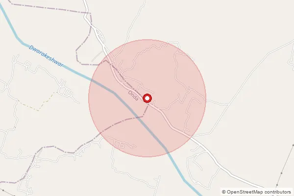 Map showing approximate area covered by Pincode 722122 — Beliadangarpara Bo, Bankura