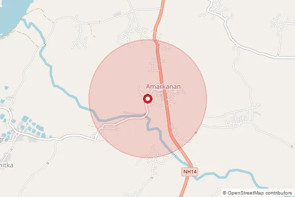 Map showing approximate area covered by Pincode 722133 — Durlavpur Bo, Bankura