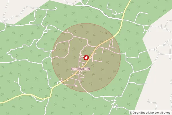 Map showing approximate area covered by Pincode 722135 — Dabri Bo, Bankura