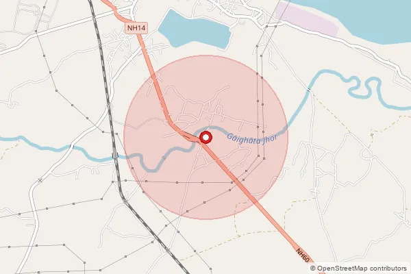 Map showing approximate area covered by Pincode 722143 — Bakulia Bo, Bankura