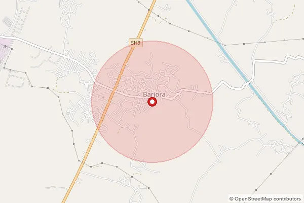 Map showing approximate area covered by Pincode 722202 — Ghutgoria Bo, Bankura