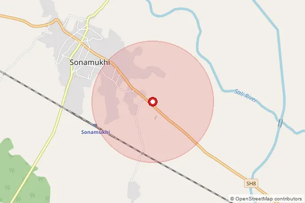 Map showing approximate area covered by Pincode 722207 — Majirdanga Bo, Bankura