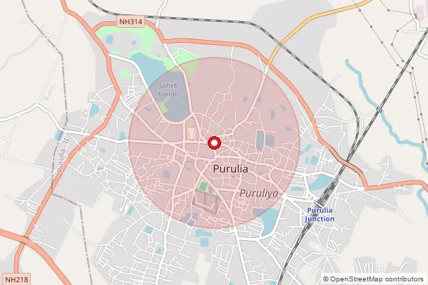 Map showing approximate area covered by Pincode 723132 — Bansraya Bo, Purulia