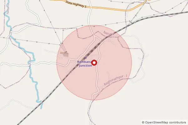 Map showing approximate area covered by Pincode 723142 — Ramkanali Bo, Purulia