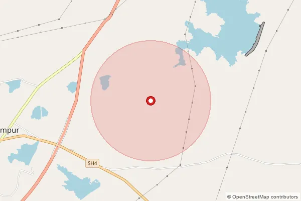 Map showing approximate area covered by Pincode 723143 — Berada Bo, Purulia