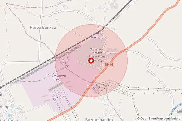 Map showing approximate area covered by Pincode 731104 — Tapaspur Bo, Birbhum