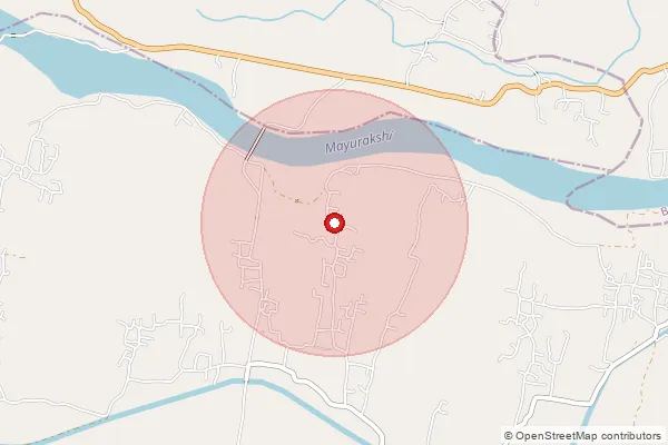 Map showing approximate area covered by Pincode 731121 — Kanserhat Bo, Birbhum