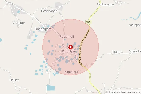 Map showing approximate area covered by Pincode 731123 — Balijuri Bo, Birbhum