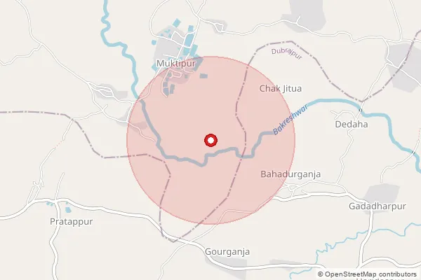 Map showing approximate area covered by Pincode 731130 — Aligarh Bo, Birbhum