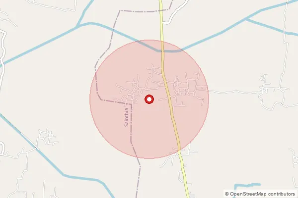 Map showing approximate area covered by Pincode 731201 — Chotosangra Bo, Birbhum