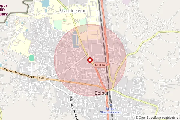 Map showing approximate area covered by Pincode 731204 — Adityapur Bo, Birbhum