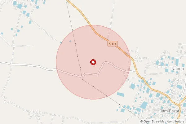 Map showing approximate area covered by Pincode 731214 — Koyra Bo, Birbhum