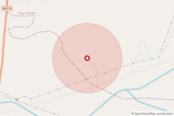 Map showing approximate area covered by Pincode 731218 — Daspalsa Bo, Birbhum