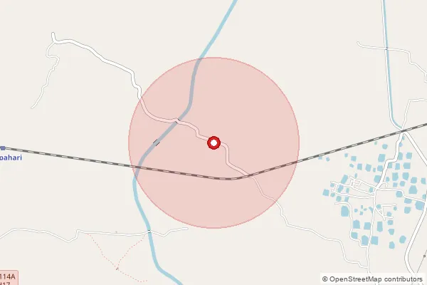 Map showing approximate area covered by Pincode 731223 — Barapahari Bo, Birbhum