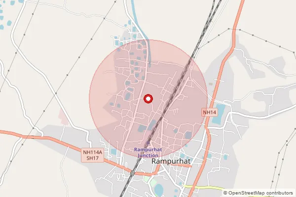 Map showing approximate area covered by Pincode 731224 — Rampurhat Ho, Birbhum