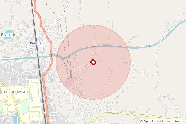 Map showing approximate area covered by Pincode 731235 — Santiniketan So, Birbhum