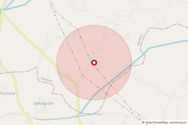 Map showing approximate area covered by Pincode 731236 — Belatisultanpur Bo, Birbhum