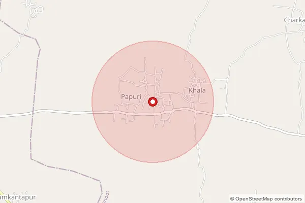 Map showing approximate area covered by Pincode 731240 — Pafuri Bo, Birbhum