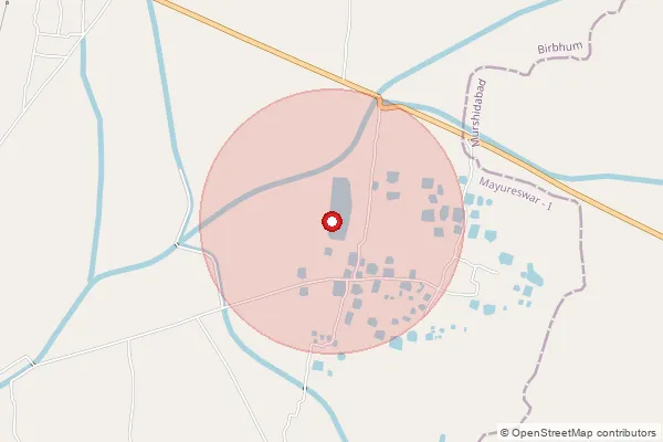 Map showing approximate area covered by Pincode 731245 — Ghoshgram Bo, Birbhum