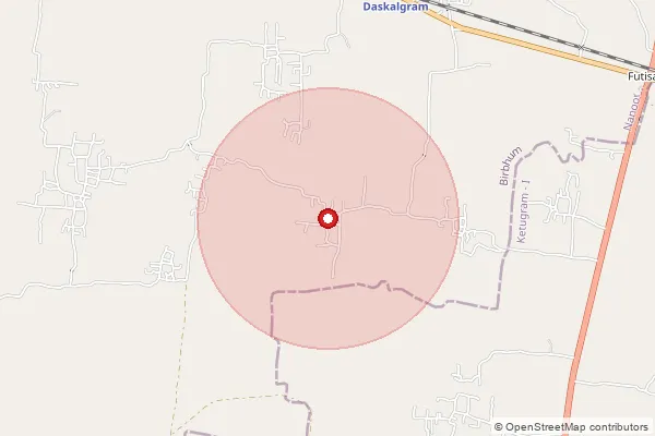 Map showing approximate area covered by Pincode 731302 — Brahmandihi Bo, Birbhum