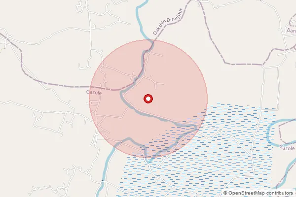 Map showing approximate area covered by Pincode 732201 — Alinagar Bo, Maldah