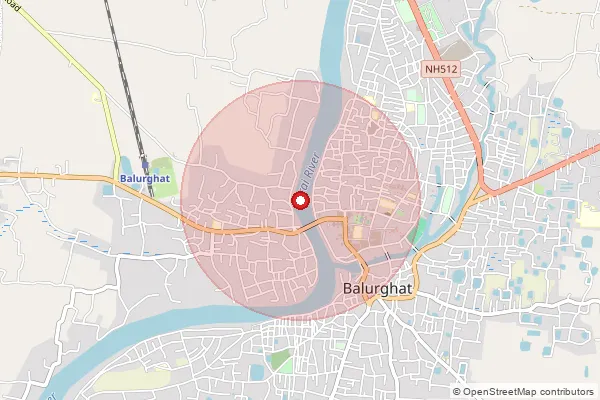 Map showing approximate area covered by Pincode 733101 — Balurghat Ho, Dinajpur Dakshin