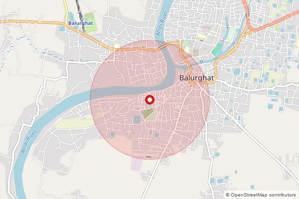 Map showing approximate area covered by Pincode 733121 — Karkha Bo, Dinajpur Dakshin