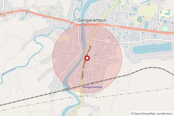 Map showing approximate area covered by Pincode 733124 — Purba Mollapara Bo, Dinajpur Dakshin