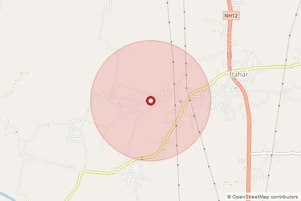 Map showing approximate area covered by Pincode 733128 — Baidara Bo, Dinajpur Uttar