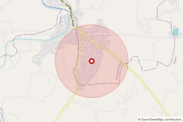 Map showing approximate area covered by Pincode 733132 — Berail Bo, Dinajpur Dakshin