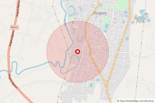 Map showing approximate area covered by Pincode 733134 — Raiganj H.O, Dinajpur Uttar