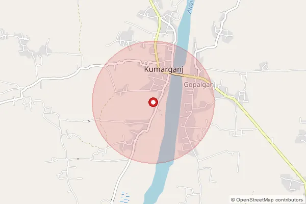Map showing approximate area covered by Pincode 733141 — Debipur Bo, Dinajpur Dakshin