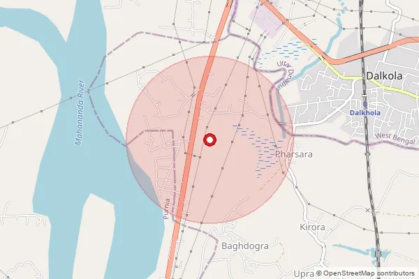 Map showing approximate area covered by Pincode 733156 — Laxmonia Bo, Dinajpur Uttar