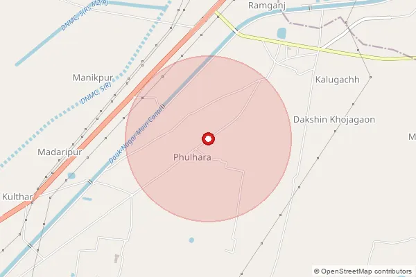 Map showing approximate area covered by Pincode 733207 — Chandanidanga Bo, Dinajpur Uttar