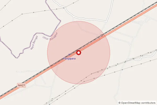 Map showing approximate area covered by Pincode 733208 — Bidyanandapur Bo, Dinajpur Uttar