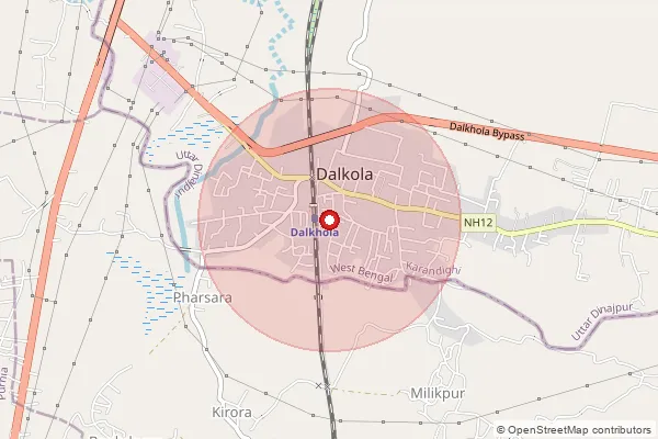 Map showing approximate area covered by Pincode 733209 — Galia Bo, Dinajpur Uttar