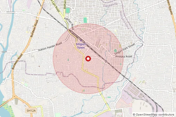 Map showing approximate area covered by Pincode 734004 — Dabgram Bo, Jalpaiguri