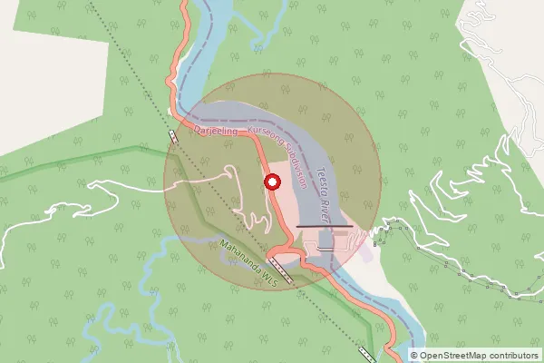 Map showing approximate area covered by Pincode 734008 — Shelphu Bo, Darjeeling
