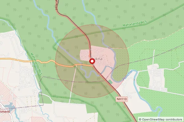 Map showing approximate area covered by Pincode 734009 — Gulma Bo, Darjeeling