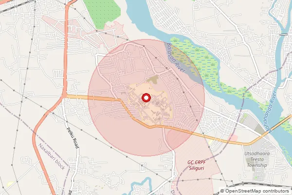Map showing approximate area covered by Pincode 734012 — Ranidanga Bo, Darjeeling