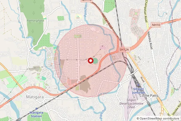 Map showing approximate area covered by Pincode 734091 — Ndc Siliguri, Na