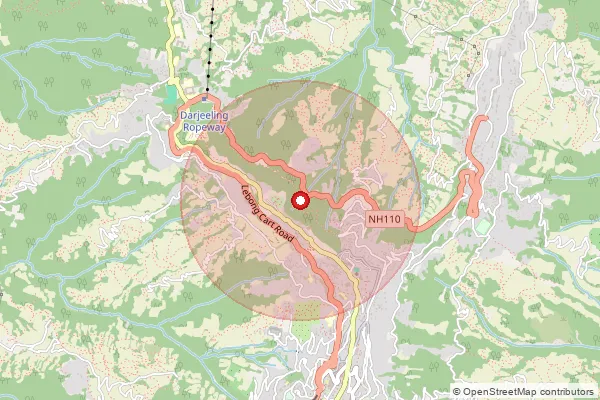 Map showing approximate area covered by Pincode 734101 — Darjeeling Ho, Darjeeling