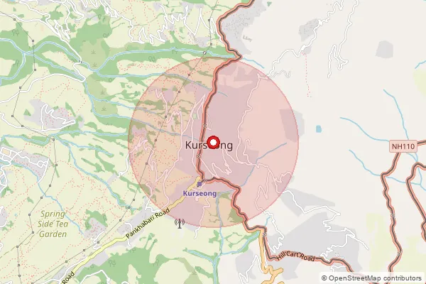 Map showing approximate area covered by Pincode 734209 — Sonada So, Darjeeling