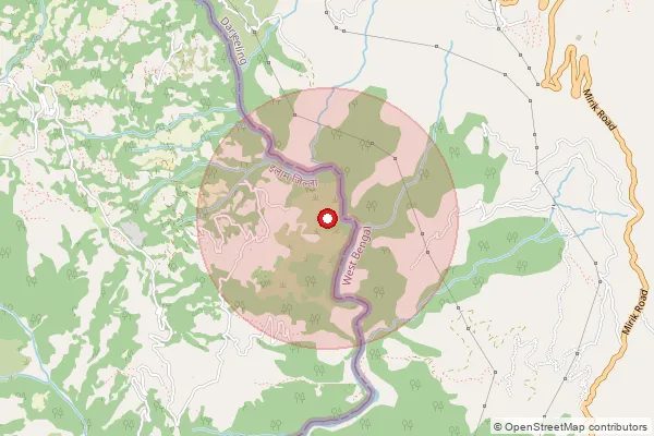Map showing approximate area covered by Pincode 734214 — Okaity Bo, Darjeeling