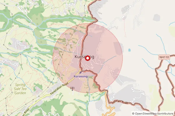 Map showing approximate area covered by Pincode 734216 — Selimbong Bo, Darjeeling