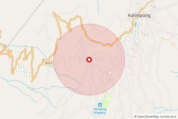 Map showing approximate area covered by Pincode 734301 — Suruk Bo, Kalimpong